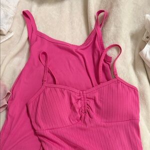 No Boundaries Fuchsia Ribbed Tank Set of 2